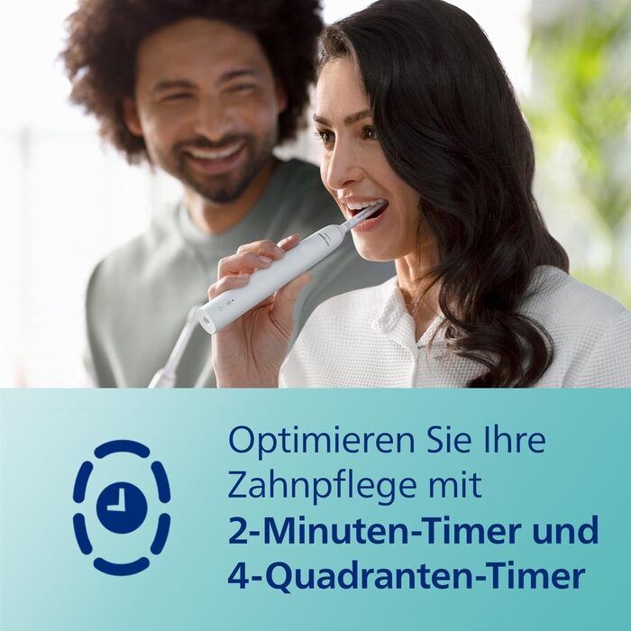Електрична звукова зубна щітка Philips Sonicare 3100 з контролем натиску та таймером, біла, набір 2 шт. (HX3675/13)