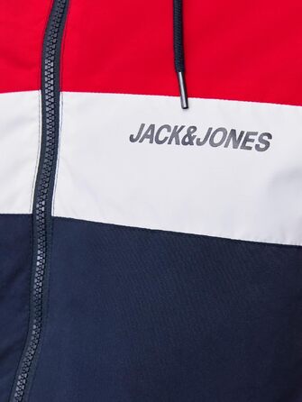 Чоловіча куртка-бомбер з капюшоном JACK & JONES Jjerush Hood Bomber Noos, чорно-біла (XS)