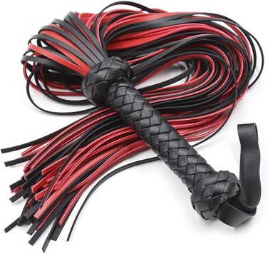 Чорна/червона батіг для BDSM, батіг для сексуальних ігор, батіг для бондейджу, довжина 64.5 см