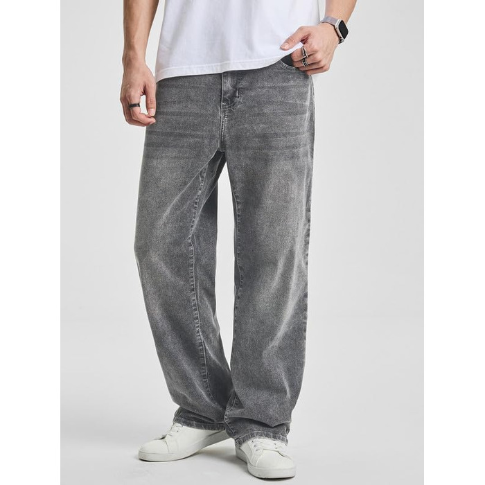Чоловічі джинси Elegancity Baggy Stretch — широкі штани Straight Y2K Streetwear, Loose Fit, сірі, розмір XS