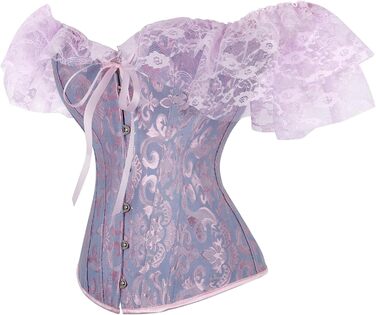 Жіноче корсетне бюстгальтер з шнурівкою, квітковий принт, вінтажний стиль, XL, фіолетовий