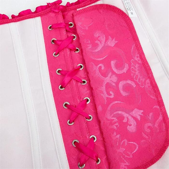 Корсет для повних грудей: спідня білизна, корсаж, весільний варіант, рожевий/червоний сатин