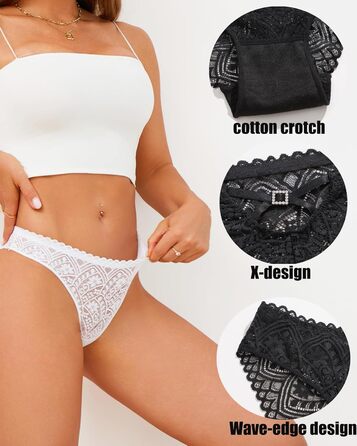 5 пар жіночих трусиків Brazillian з мереживом, безшовні, чорні. Безшовна жіноча білизна, трусики X-back, трусики-хіпстер, 5 шт.