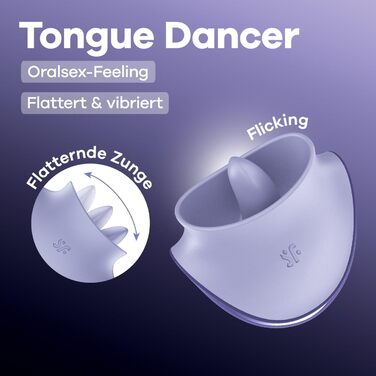Satisfyer Tongue Dancer: Вібратор для клітора з функцією язичка, 8 режимів вібрації та 8 режимів стимуляції, силікон, водонепроникний (IPX7)
