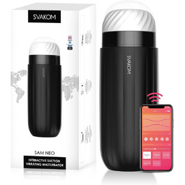 Електричний мастурбатор SVAKOM SAM NEO з керуванням через додаток, 5 режимів вібрації та 5 режимів всмоктування, секс-іграшка для чоловіків, мастурбатор з 3D-вагіною, XXL