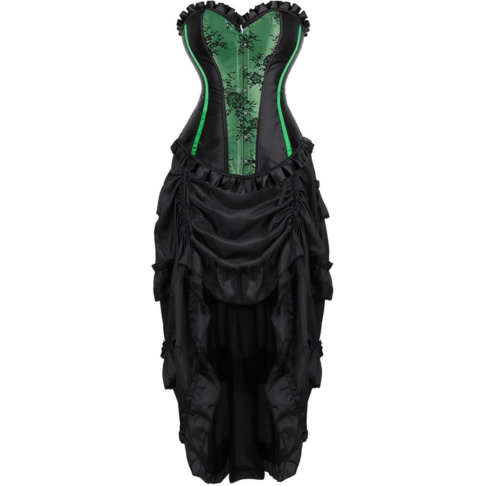 Корсетне плаття Ютрісуйо: готичний корсет, корсаж, сукня з шнурівкою (зелений, XXS)