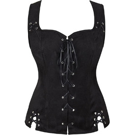 Корсетна кофта для жінок, великі розміри, шнурівка, вінтажний готичний корсет, стимпанк, повний бюст, шнурковий корсет, корегуюча білизна, корсет-топ, бурлеск, чорний, XS