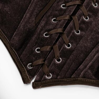 Корсет жіночий Ренесанс SCARLET DARKNESS, темно-коричневий, з мереживом, на шнурівці, вечірній, з оксамиту