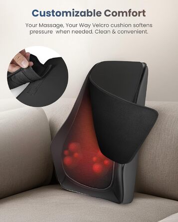 Масажер для шиї та спини COMFIER: Shiatsu 4D розминаючий масажер з підігрівом для ніг та м'язів, чорний