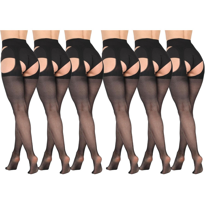 Чорні мереживні панчохи BANANALU 40 Den з вирізом, S, набір 6 шт.