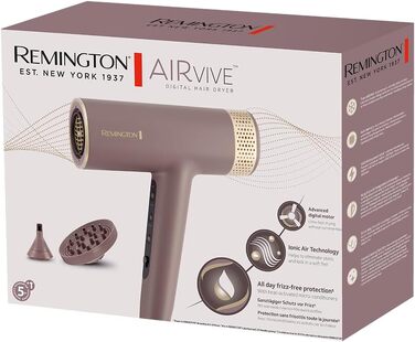 Фен для волосся Remington AIRvive EC8930 з безщітковим цифровим двигуном, іонною технологією та анти-фриз ефектом, 12 рівнів налаштувань, дифузор та насадка для стайлінгу