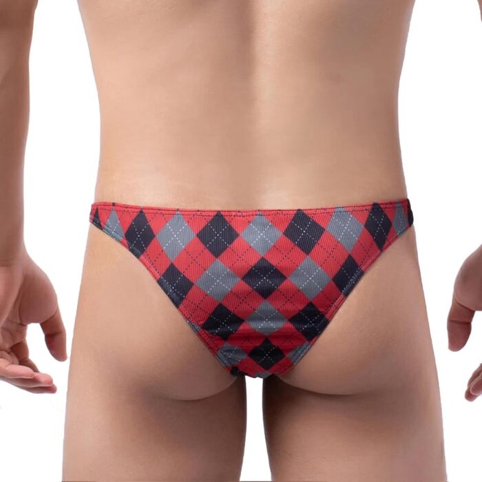 Сліп чоловічий Faringoto, принт, шовкова суміш, дихаючий, бікіні, G-стрінг, червоний (M)