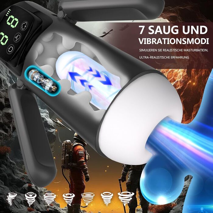 Електричний мастурбатор для чоловіків з 7 режимами вібрації та всмоктування, складний ручка, секс-іграшка для чоловіків