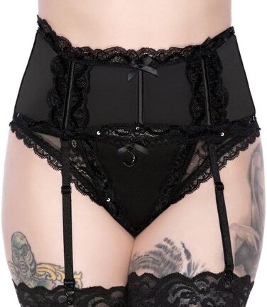 Killstar Пояс-стрінг для панчіх 'She's Poison' чорний