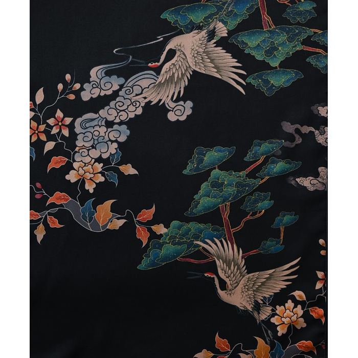 Халат жіночий Ledamon, довгий, з кишенею, квітковий принт, чорний (один розмір)