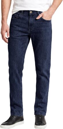 Чоловічі джинси Runcati Slim Fit з бавовни та стрейч, однотонні темно-сині штани для повсякденного та ділового стилю (31W / 30L)