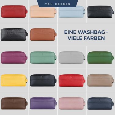 Шкіряна косметичка для подорожей VON HEESEN — універсальна сумка для аксесуарів та гігієни з 2-ма відділеннями, натуральна шкіра, чорна, великий розмір