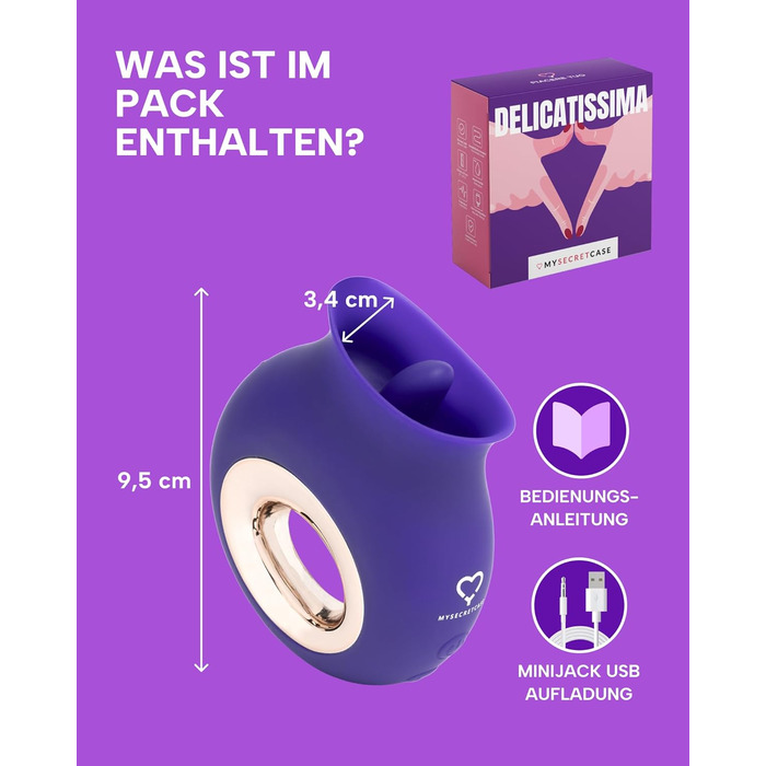 Вібратор для клітора MySecretCase з 9 режимів, USB, для жінок та пар
