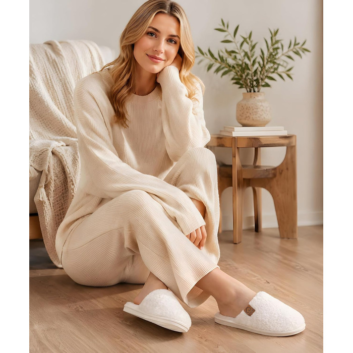 Жіночі м'які капці-сліпери Evshine з ефектом пам'яті (Memory Foam), закриті домашні тапочки, бежеві, розмір 39/39.5 EU