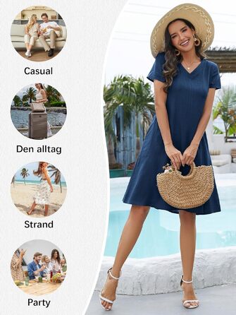 Сукня Tincini Soerkleid льон пляжна A-силует з V-подібним вирізом, розмір S, колір - темно-синій
