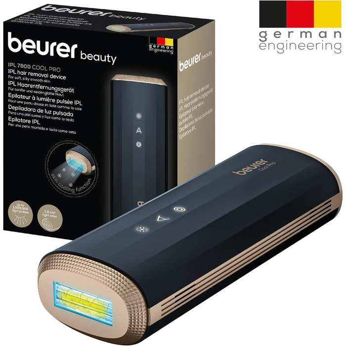 Фотоепілятор Beurer IPL 7800 COOL PRO з технологією охолодження, 5 рівнів інтенсивності, 1 млн імпульсів, для обличчя, тіла та бікіні-зони, унісекс