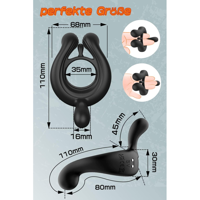 Вібратор для чоловічого статевого органу, кільце-вібратор для пар, масажер для ерекції, чорний