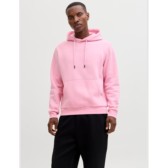 Чоловічий худі JACK & JONES Mae однотонний з капюшоном, колір Prism Pink, розмір S