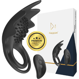 Кольце для статевого члена Nappex Manu з вібрацією - секс-іграшка для пар та чоловіків. Комплект з пультом дистанційного керування, потужний мотор, силікон.