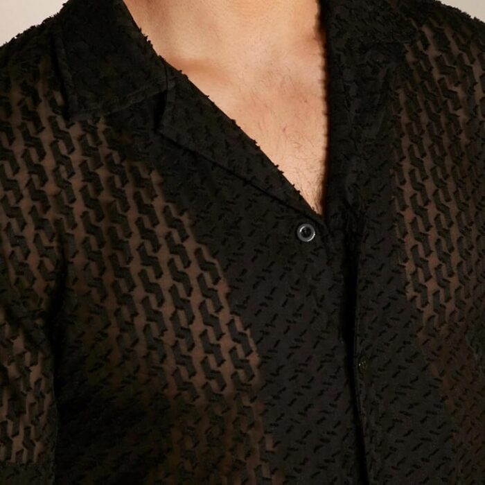 Чоловіча літня сорочка з короткими рукавами, прозора, пляжна, розмір XL