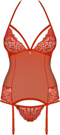 Сексуальний жіночий комплект білизни Selente Love & Fun: корсет, танга та шовкова маска для очей (S-M, червоний)