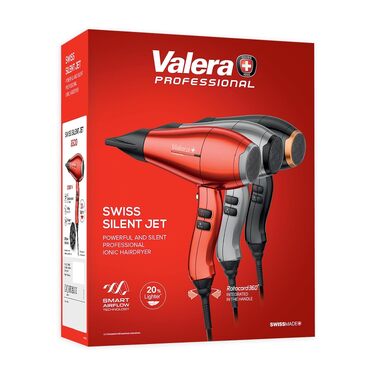 Професійний фен для волосся Valera Swiss Silent Jet 8500, 2000 Вт, з іонізацією та двигуном PM-Pro, чорний