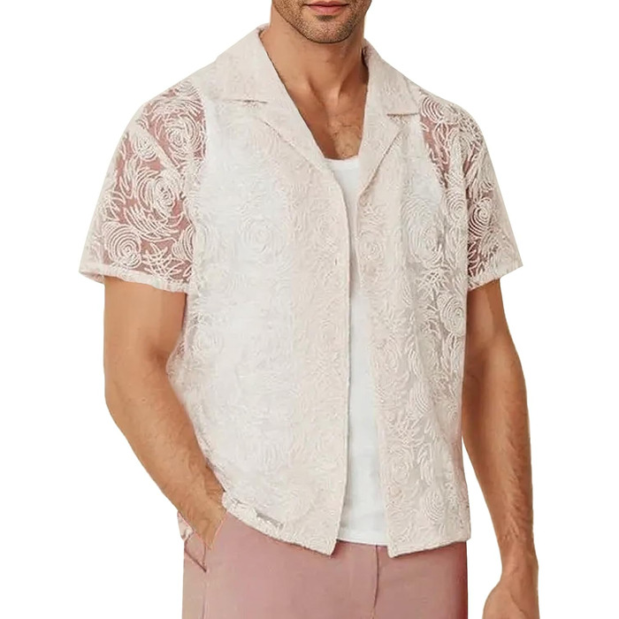 Чоловіча прозора сорочка Panegy з мереживом, сітка, бюстгальтер, мереживна білизна Sim, Cubwear (L, білий)