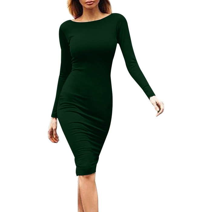 Сукня YMING для вечірки: сексуальна, з відкритим спиною, на блискавці, облягаюча, без рукавів, міді (темно-зелена, L)