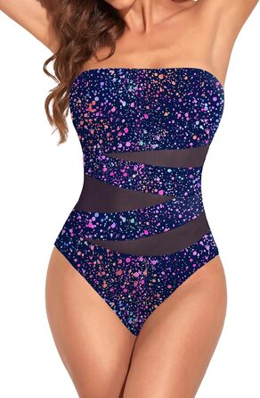 Купальник Hoipick Bandeau суцільний, з мереживним вирізом, ефект контролю живота, колір 