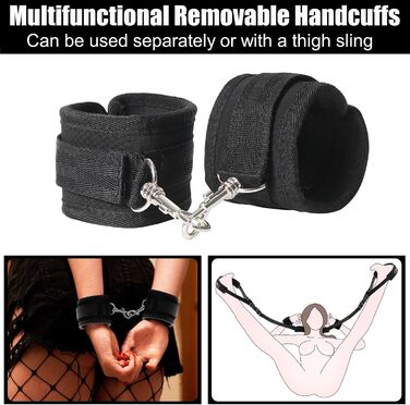 Набір для БДСМ: фетуювання ніг, наручники, набір для пар. Чорний колір.