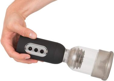 ORION Penispumpe - інтенсивний вакуумний насос для чоловіків, для тренування потенції, симуляції орального сексу, перезаряджається, прозорий/чорний (з 3 режимами всмоктування та 5 рівнями вібрації)