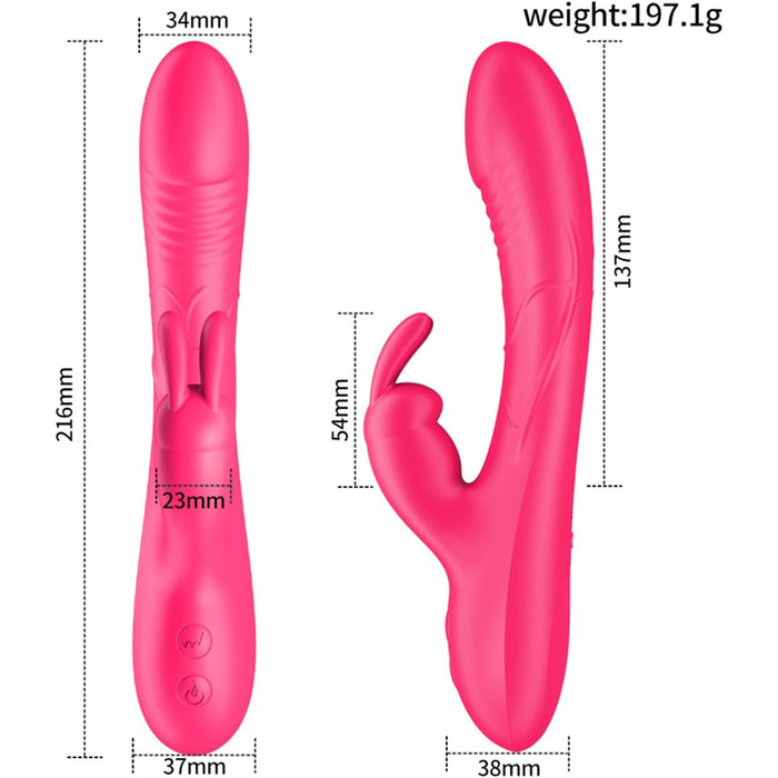 Вібратор для жінок: кліторальний та G-точковий, силіконовий кролик, 10 режимів, реалістичний секс-іграшка для пар, рожевий
