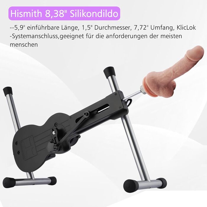 Інтимна іграшка Hismith Mini Fickmaschine: сексуальна машинка з дildo, керування через APP, система KlicLok, для жінок та чоловіків