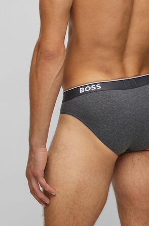 Труси чоловічі BOSS 3P Power з бавовни з логотипами на поясі, сірі/антрацитові/чорні (XXL)