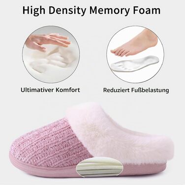 Жіночі зимові капці Evshine з плюшу та ефектом пам'яті (Memory Foam), рожеві, розмір 38/39 EU