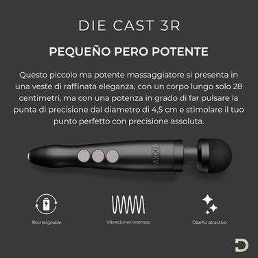 Масажер для тіла Doxy Die Cast 3 - чорний, перезаряджається, для жінок