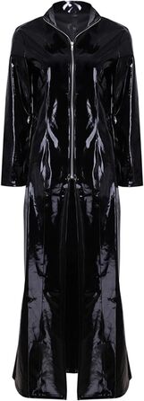 Жіночий тренч з ПВХ шкіри, довгий лаковий плащ, 5XL, чорний