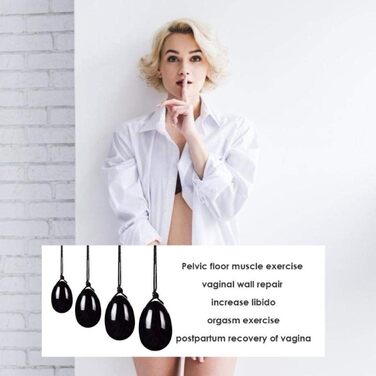 Набір для вагінального масажу з нефриту Yoni Egg - 40x25 мм, зелений