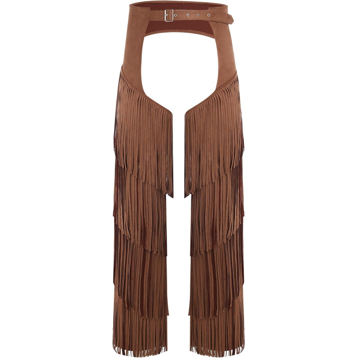 Чоловічі штани-ковбойські в стилі вестерн MSemis з бахромою, з регульованим поясом для вечірок, карнавалу та фестивалів, костюм (темно-коричневий, XL)