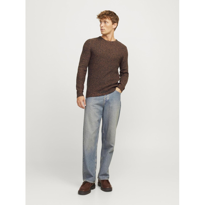Чоловічий в'язаний светр Jack & Jones Jjelewis з круглим вирізом, колір Mocha Bisque