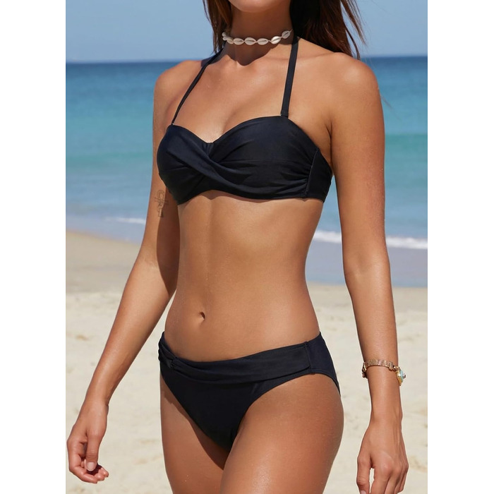 Бікіні Dokotoo Bandeau Push Up: роздільний купальник, комплект S-2XL (Чорний)