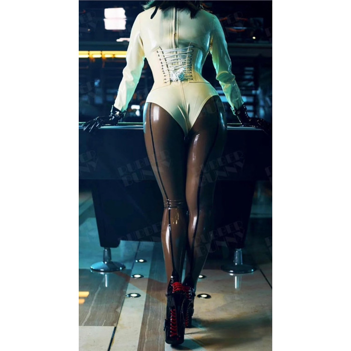 Латексний боді з 3D-грудьми для чоловіків та жінок, білий, ручної роботи, XXXL