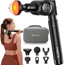 Перкусійний масажер Napre Massage Gun з функцією підігріву та охолодження, складаний масажний пістолет для м'язів спини та плечей, 32 рівні швидкості, 5 кутів нахилу, чорний