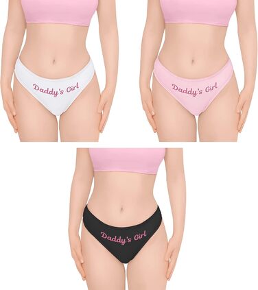 Труси жіночі бавовняні LittleForBig, комплект 3 шт. - Tanga, розмір XL, "Daddy's Girl"