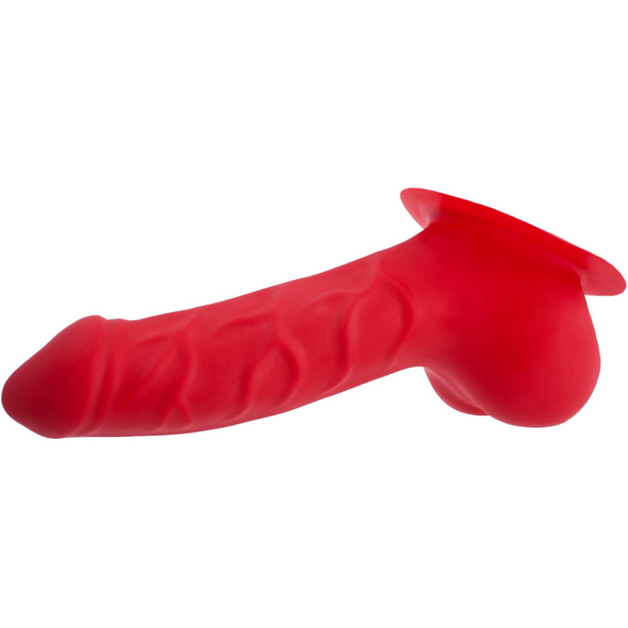 Латексний пеніс-чохол Carlos Schaftlänge 15см, червоний, з основою для приклеювання до латексу - реалістичний пеніс-чохол з великим мошонкою та виразною головкою, MADE IN GERMANY